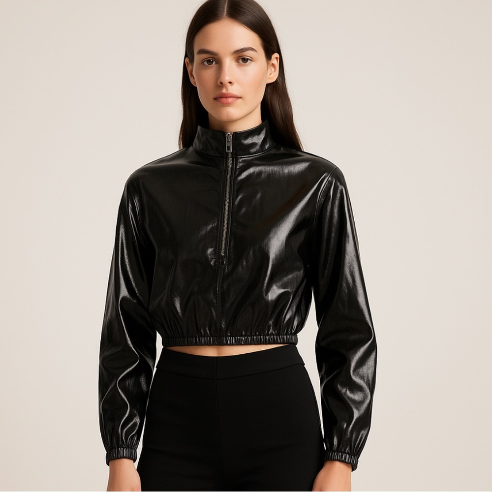 & other stories cropped metallic top